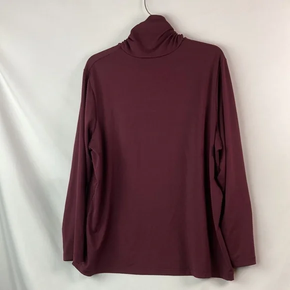 Susan graver liquid cotton deep burgundy red turtle neck shirt 2X - Picture 4 of 5